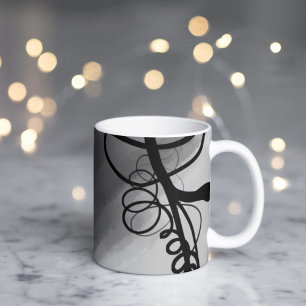 Mug Sur la grille : Abstrait gris, noir et blanc