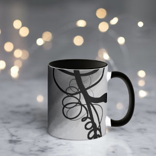 Mug Sur la grille : Abstrait noir et gris