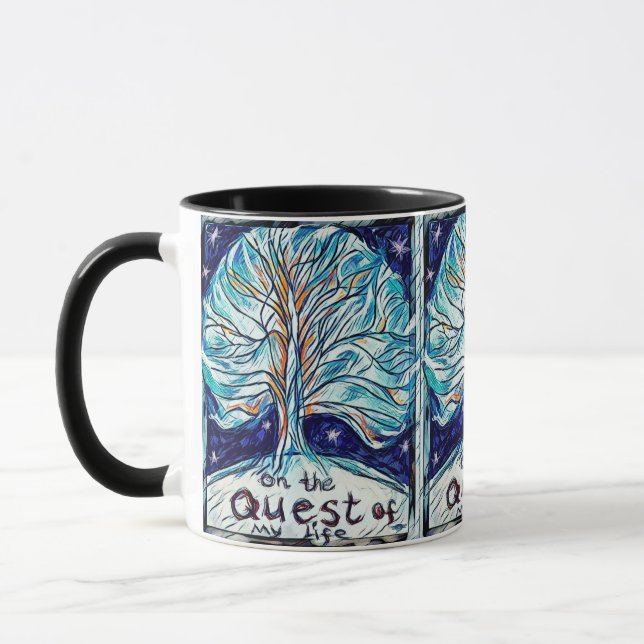 Mug Sur la quête de ma vie - Arbre - Étoiles (Gauche)