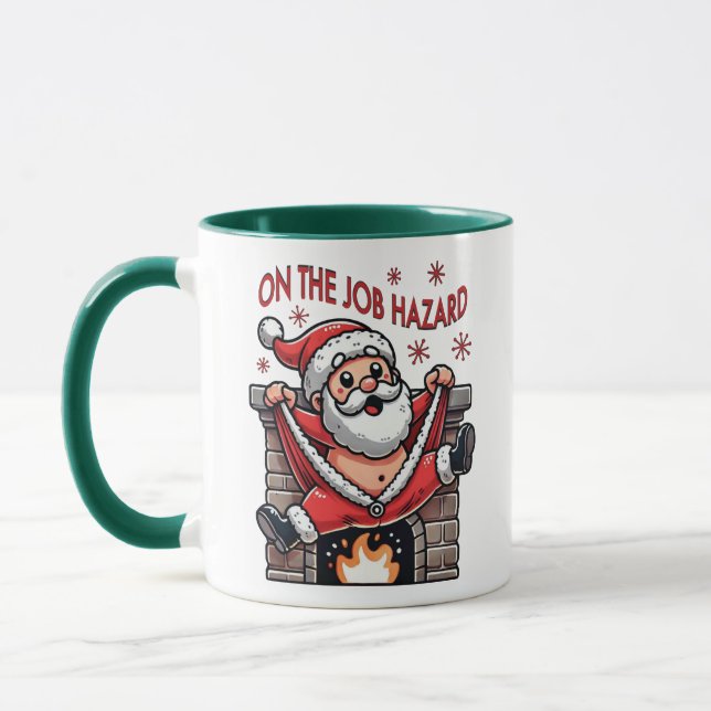 Mug Sur le danger du travail Père Noël en feu (Gauche)