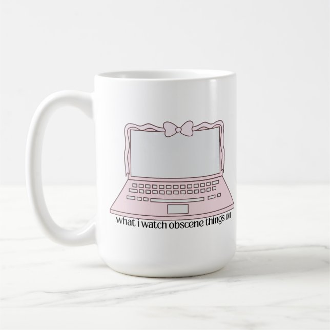Mug Sur quoi je regarde des choses obscènes sur le des (Gauche)