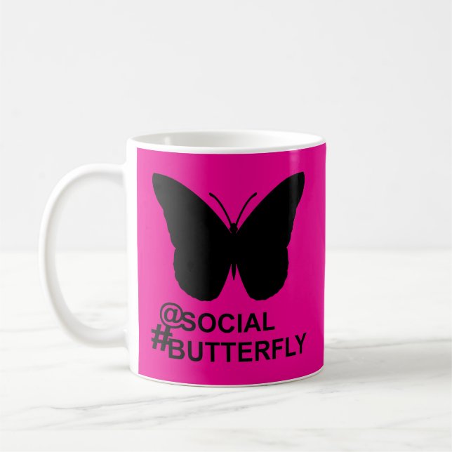Mug Sur Social Hashtag Butterfly [Bold Pink remix] (Gauche)