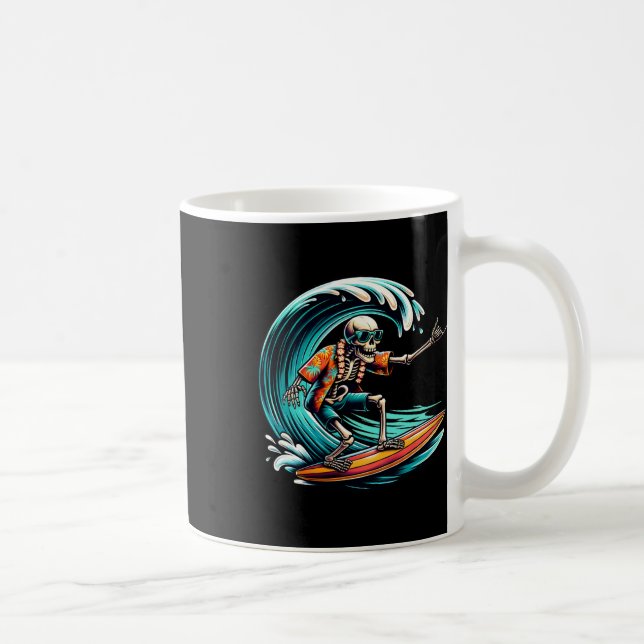 Mug Surf Cool Pour Hommes Femmes Squelette Surfeur Pla (Droite)