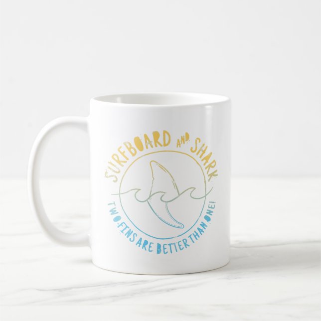 Mug Surf Et Requin Drôle Été Plage Vacances (Gauche)