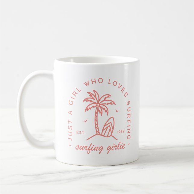 Mug Surf juste une fille qui aime surfer drôle rose (Gauche)