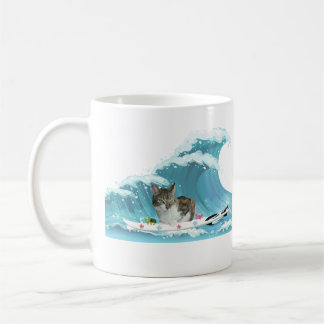 Mug Surf Kitty Grey Tabby roule à la vague