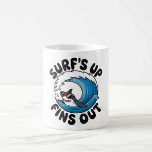 Mug Surf’s Up, Fins Out - Cool Surfing Design