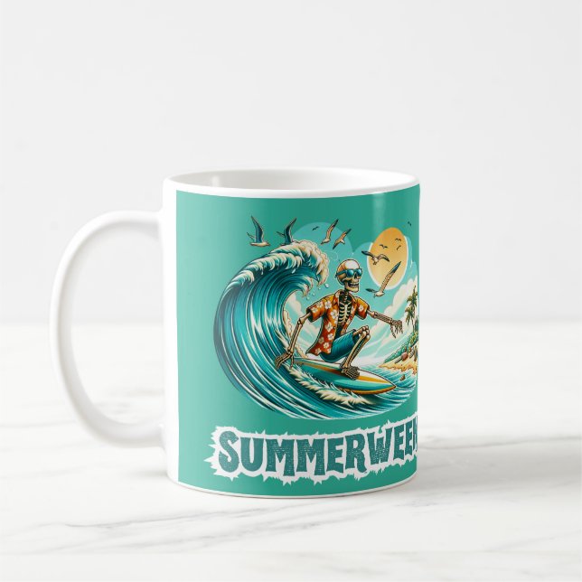 Mug Surf Skeleton Summerween Beach Vibes (Gauche)