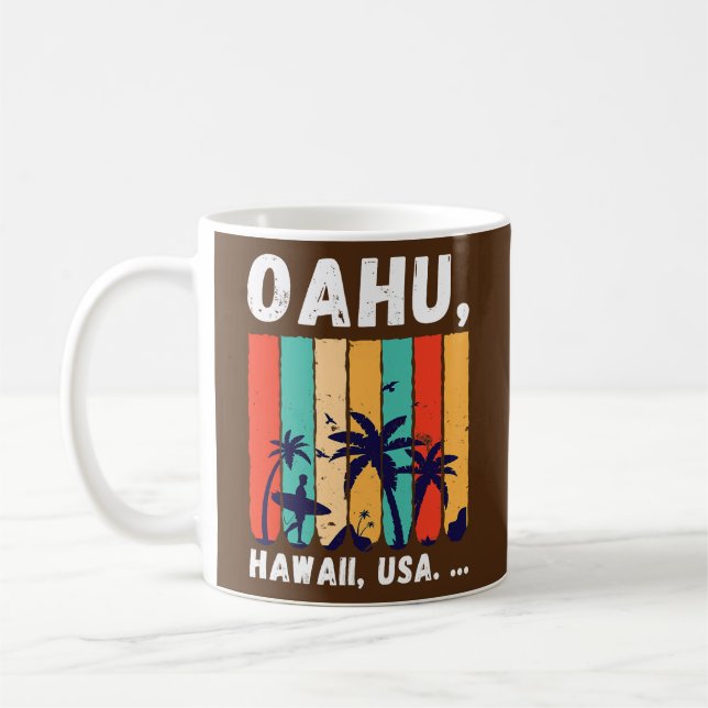 Mug Surf Spot Oahu Hawaii USA Surfeur de surf rétro (Gauche)