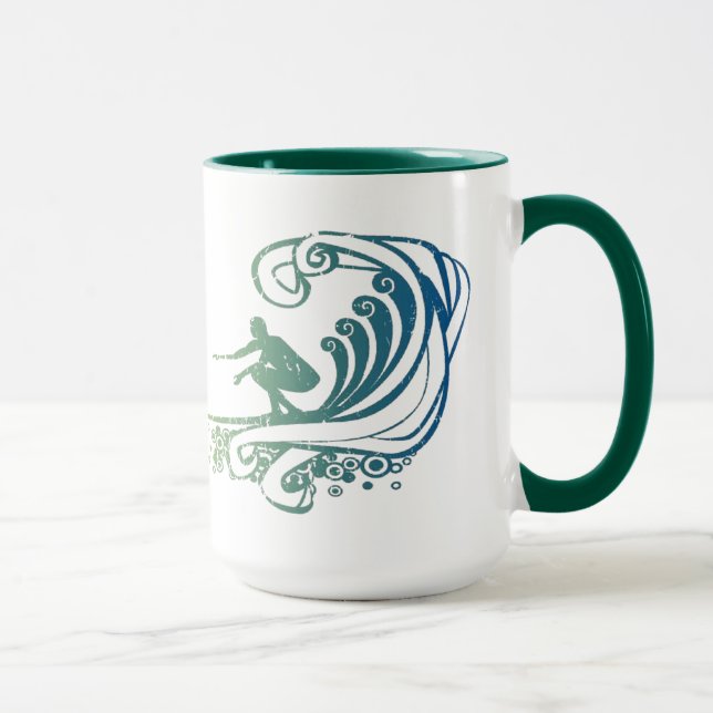 Mug Surfer cool Riding Turquoise Blue Ocean Waves (Droite)