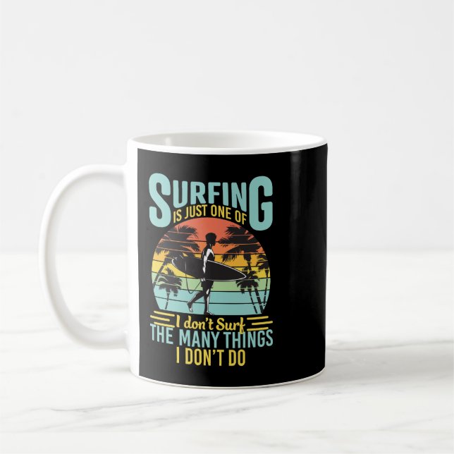 Mug Surfer Surfing Vintage Retro Sunset 58 (Gauche)
