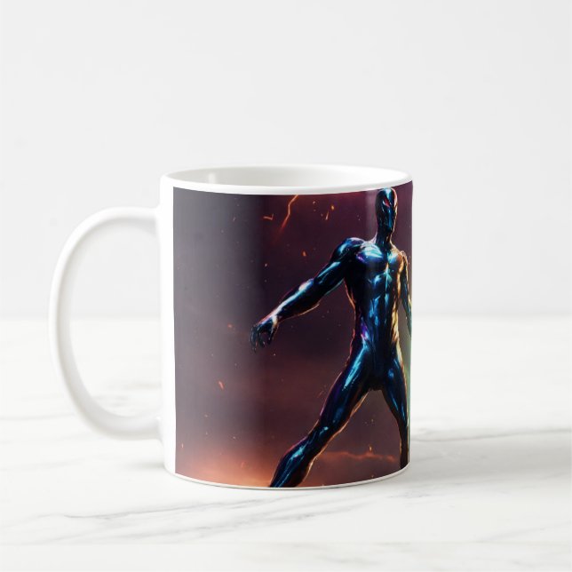 Mug Surfeur argenté foncé brillant contre dieu alien v (Gauche)