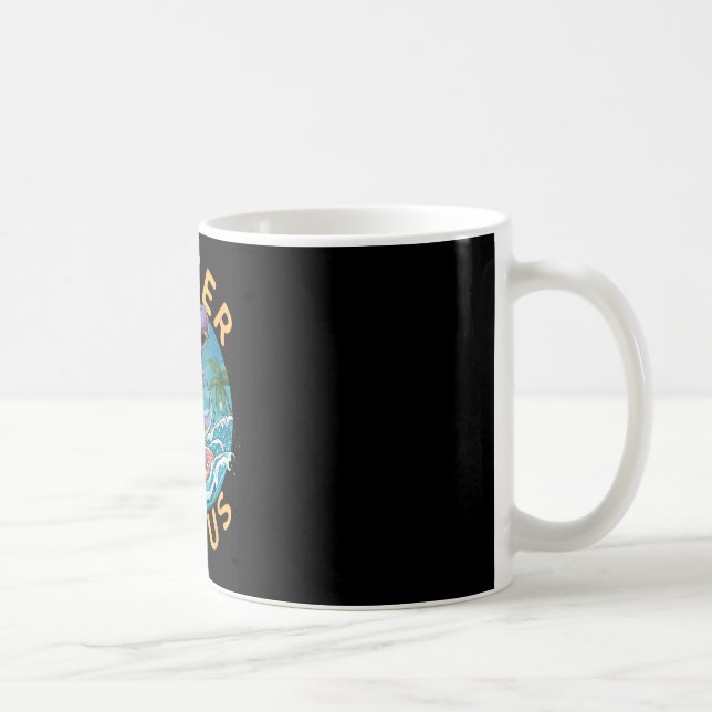 Mug Surfeur Saurus T-rex Dinosaures Surfant Cavalier D (Droite)