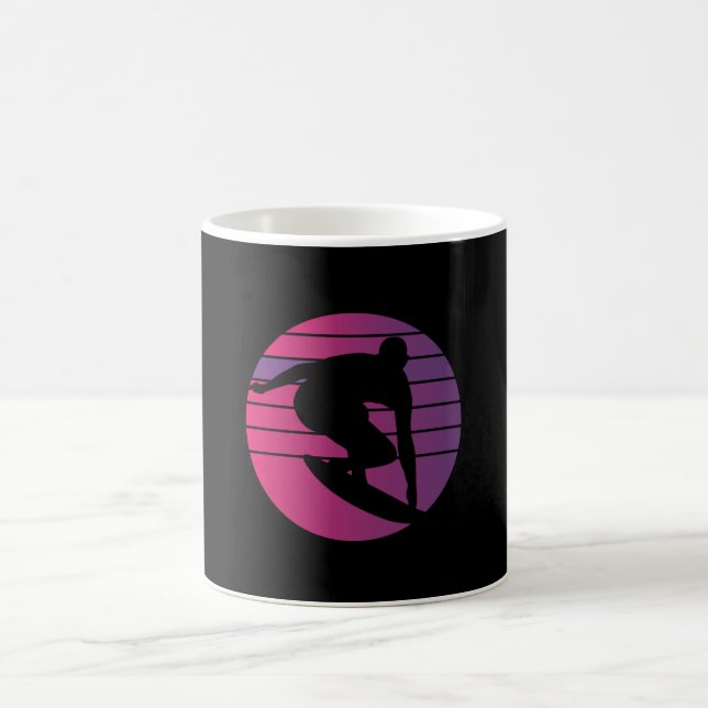 Mug Surfeur Surf Rétro Coucher de Soleil (Centre)