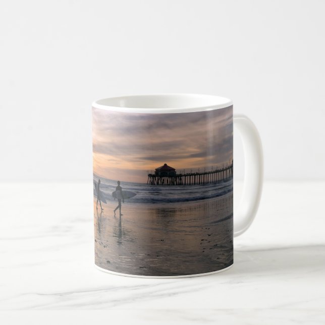 Mug Surfeurs de Californie au coucher du soleil (Devant droit)
