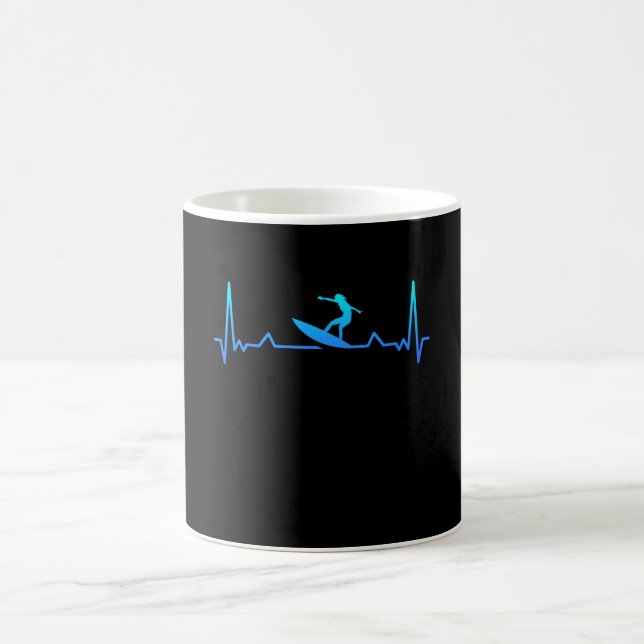 Mug Surfing Heartbeat Surf Cadeau Surfer Maman (Centre)