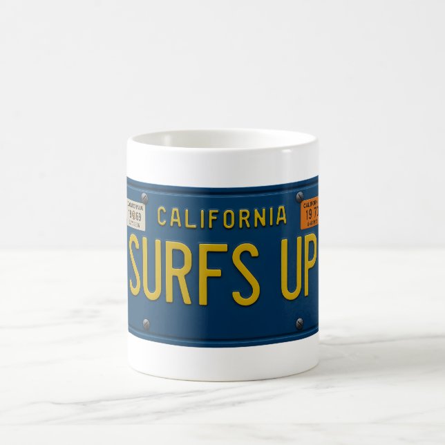 Mug Surfs Up Retro 1969 California License Plate Surf (Centre)
