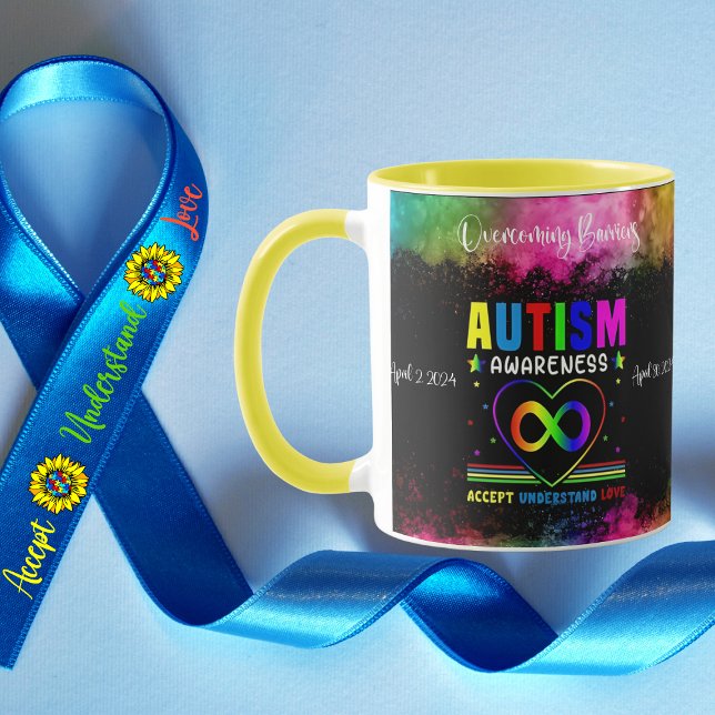 Mug Surmonter les obstacles Sensibilisation sur l'auti (Join a movement celebrating the journey "Overcoming Barriers" with our striking Autism Awareness mug)