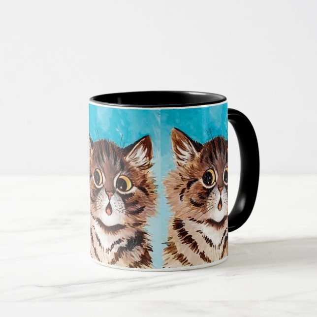 Mug Surprised Cat x3 Peinture de Louis Wain (Devant droit)