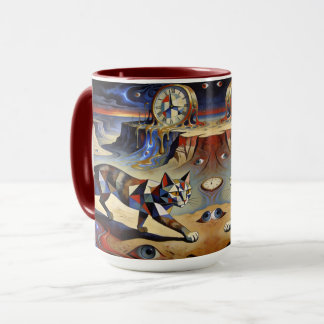 Mug Surreal Cat Melting Clocks Dali Picasso Inspired