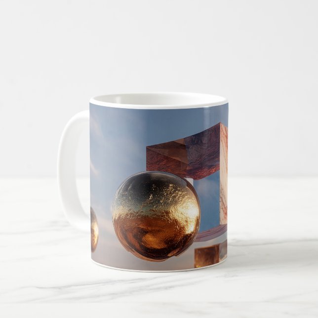 Mug Surreal Geometric Composition With Golden Spheres (Devant gauche)