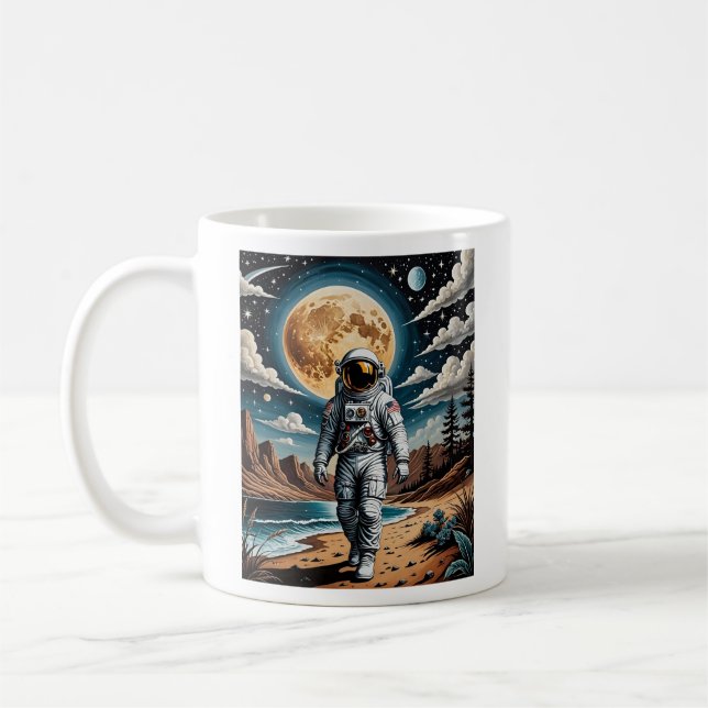 Mug Surreal Moon Astronaut Paysage T Shirt (Gauche)