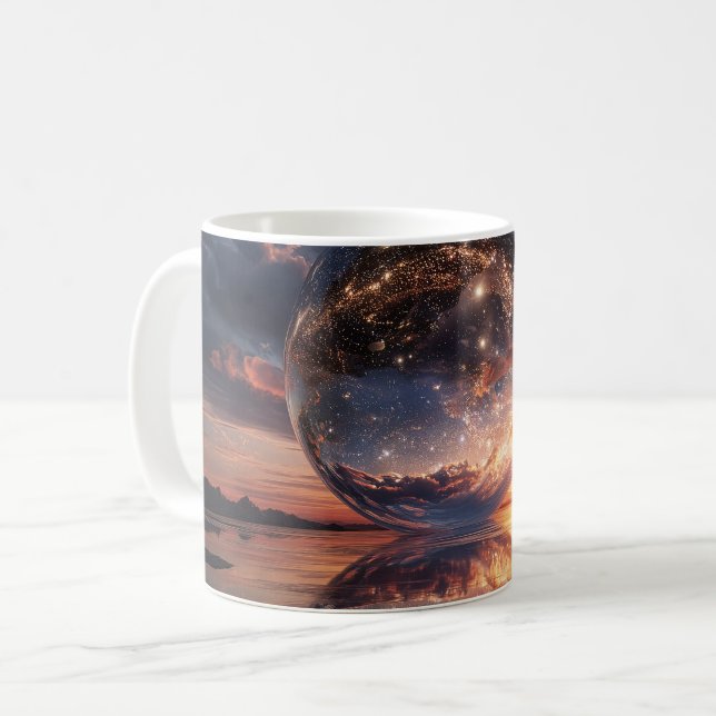 Mug Surreal Reflective Sphere Containing Stars (Devant gauche)