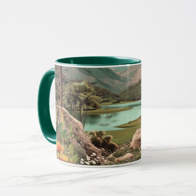 Mug Surreal Tropical Lake With Palm Trees (Devant gauche)