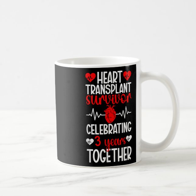 Mug Survivant de greffe cardiaque 3e anniversaire Coeu (Droite)