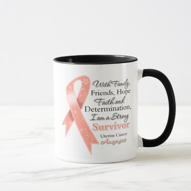 Mug Survivant fort de soutien utérin de Cancer (Droite)