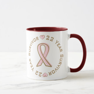 Mug Survivant rose de cancer du sein de ruban 22 ans