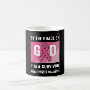 Mug Survivante du cancer du sein par la grâce de Dieu 