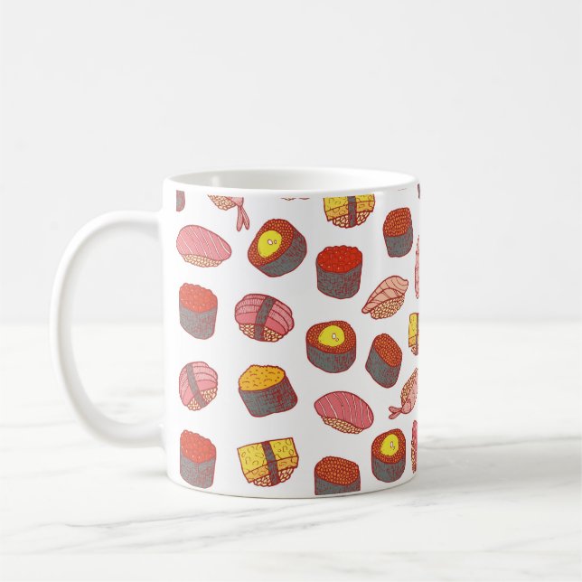 Mug Sushi et roule sans couture motif. Dessin de Doodl (Gauche)