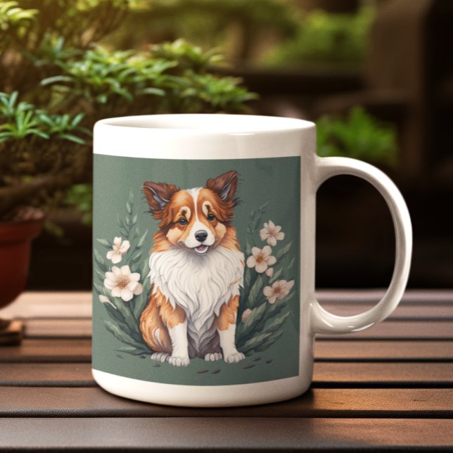 Mug Süßer Collie umringt von Blumen -  (Créateur téléchargé)