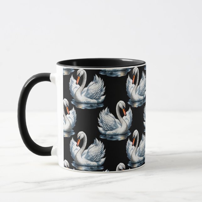 Mug Swan Birds Design Motif (Gauche)