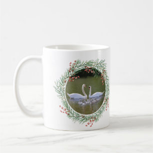 Mug Swans en Vacances Wreath Personnalisé