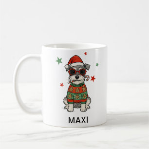 Mug Sweater de Noël laid personnalisé Schnauzer Ginger