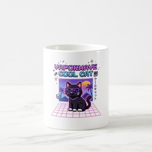 Mug Sweatshirt graphique Y2K Vaporwave Pixel Cool Cat  (Centre)