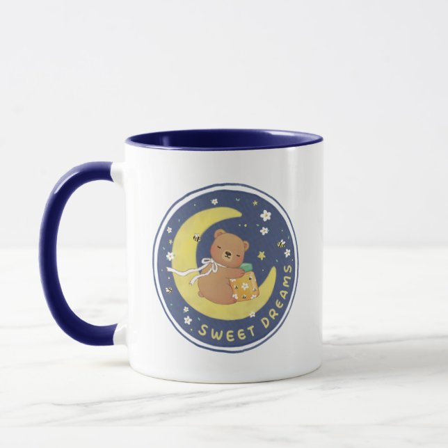 Mug Sweet Dreams : Teddy Bear & Honey Illustration (Gauche)