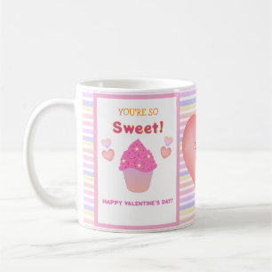 Mug Sweet Heart Pink Cupcakes Stripes Saint-Valentin