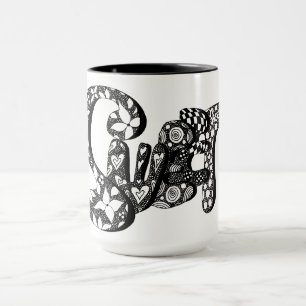 Mug Sweet, Lettre bulle Art, Boho, Hippie Art