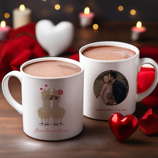 Mug Sweet Llamas Custom Photo Valentines Day (Créateur téléchargé)