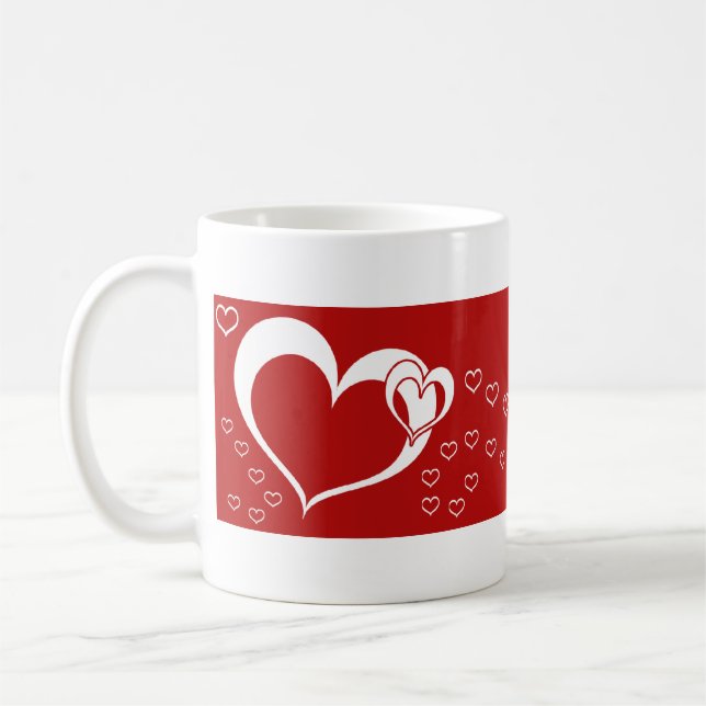 Mug Sweet Lovely Romantique Rouge Coeurs blancs (Gauche)