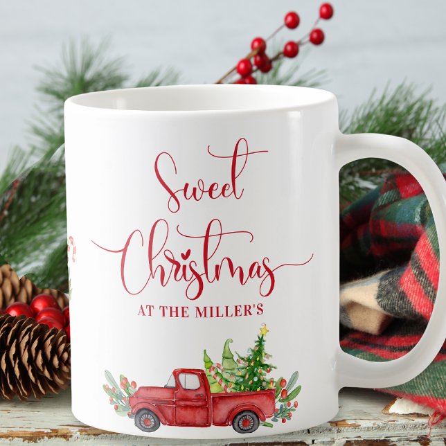 Mug Sweet Noël Vintage Camion rouge, Fêtes (Créateur téléchargé)