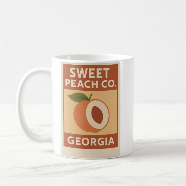 Mug Sweet Peach Co | Georgia Retro Fruit Label Poster (Gauche)