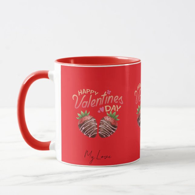 Mug Sweet Strawberry Valentine's Day Personalized Coff (Gauche)