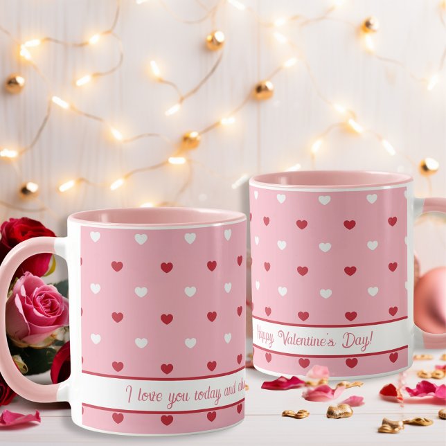 Mug Sweet Valentine's Day rose Message (Sweet Valentine's Day pink Message Mug)
