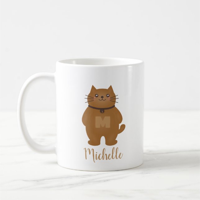 Mug Swete Cute Kitty Chat Lover Monogramme Ajouter Vot (Gauche)
