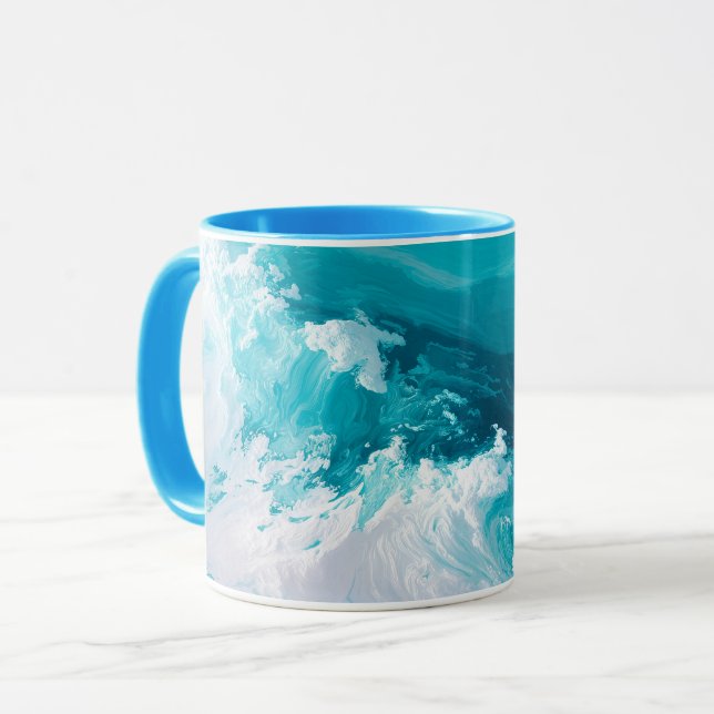 Mug Swirling Turquoise Waves Abstract Ocean Wave Art (Devant gauche)