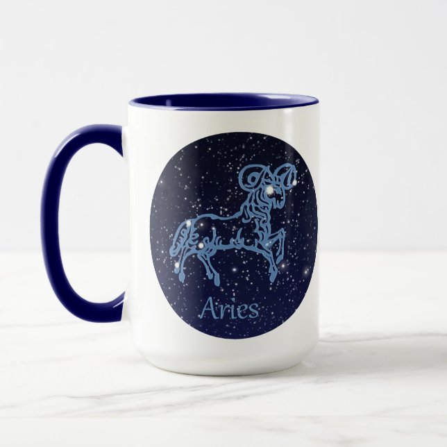 Mug Symbole Aries Constellation et Zodiac avec étoiles (Gauche)